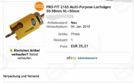 Komische Lochsäge bei Ebay – Ein bisserl verscheißert – Beschiss mit Ritterrüstung?