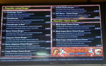 Pinocchio’s Burger- und Steakhaus – Willst Du Hamburger? Willst Du Eis? Willst Du Kuchen?