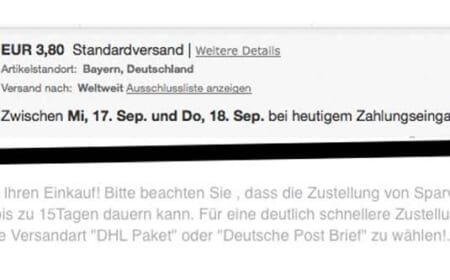 Standardversand oder Sparversand