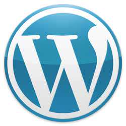 Das Wordpress-Logo: Rund, weißes W auf blauem Grund